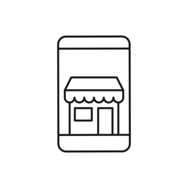 Çevrimiçi Mağaza simgesi Vektör Tasarımı İllüstrasyonu E-ticaret, çevrimiçi mağaza ve pazar yeri web sitesi, mobil, logo, sembol, düğme, işaret, uygulama UI için Modern Online Alışveriş ikonu vektör tasarımı kavramı