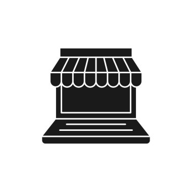 Çevrimiçi Mağaza simgesi Vektör Tasarımı İllüstrasyonu E-ticaret, çevrimiçi mağaza ve pazar yeri web sitesi, mobil, logo, sembol, düğme, işaret, uygulama UI için Modern Online Alışveriş ikonu vektör tasarımı kavramı