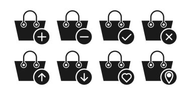 Alışveriş Torbası Simgesi Vektör İllüstrasyonu. Alışveriş Torbası ikonu tasarımı e-ticaret, çevrimiçi mağaza ve pazar yeri. Web sitesi, mobil, logo, sembol, düğme, işaret, uygulama için torba simgesi vektörü alınıyor