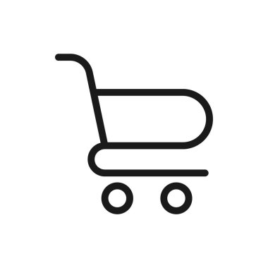 Alışveriş Arabası ikonu Vektör İllüstrasyonu. Alışveriş arabası ikonu tasarımı e-ticaret, çevrimiçi mağaza ve pazar yeri. Web sitesi, mobil, logo, sembol, düğme, işaret, uygulama için alışveriş arabası simgesi vektörü