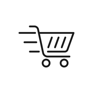 Alışveriş Arabası ikonu Vektör İllüstrasyonu. Alışveriş arabası ikonu tasarımı e-ticaret, çevrimiçi mağaza ve pazar yeri. Web sitesi, mobil, logo, sembol, düğme, işaret, uygulama için alışveriş arabası simgesi vektörü