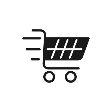 Alışveriş Arabası ikonu Vektör İllüstrasyonu. Alışveriş arabası ikonu tasarımı e-ticaret, çevrimiçi mağaza ve pazar yeri. Web sitesi, mobil, logo, sembol, düğme, işaret, uygulama için alışveriş arabası simgesi vektörü