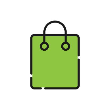 Alışveriş Torbası Simgesi Vektör İllüstrasyonu. Alışveriş Torbası ikonu tasarımı e-ticaret, çevrimiçi mağaza ve pazar yeri. Web sitesi, mobil, logo, sembol, düğme, işaret, uygulama için torba simgesi vektörü alınıyor