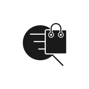 Arama simgesi vektör tasarımlı alışveriş torbası. E- ticaret, çevrimiçi mağaza ve pazar yeri web sitesi, mobil, logo, sembol, düğme, işaret, Uygulama UI tasarım kavramına sahip alışveriş çantası simgesi aranıyor