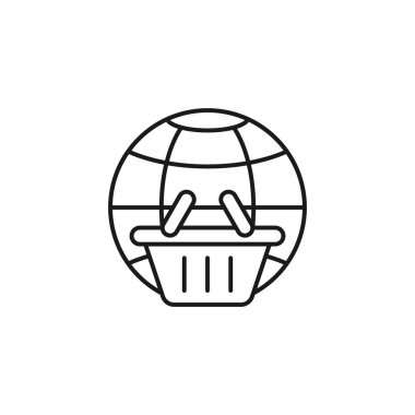 Globe ikon Vektör Tasarımı ile Alışveriş Arabası. E-ticaret, çevrimiçi mağaza ve pazar sitesi, mobil, logo, sembol, düğme, işaret, Uygulama UI için Globe tasarım konseptine sahip alışveriş arabası simgesi