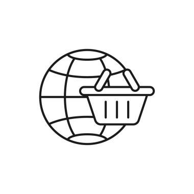 Globe ikon Vektör Tasarımı ile Alışveriş Arabası. E-ticaret, çevrimiçi mağaza ve pazar sitesi, mobil, logo, sembol, düğme, işaret, Uygulama UI için Globe tasarım konseptine sahip alışveriş arabası simgesi