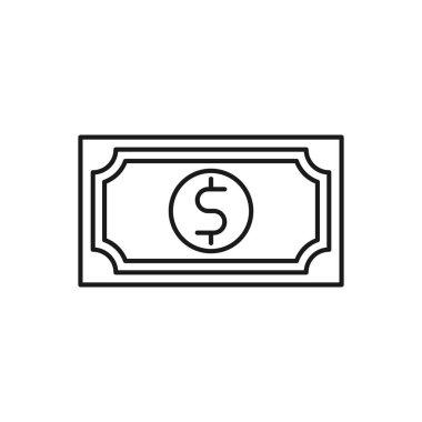 Para ikonu Vektör İllüstrasyonu. Ödeme, Finans, Para ve Ticaret Şirketi için Dolar Para ikonu vektör tasarımı konsepti. Web sitesi, sembol, simge, imza, Uygulama UI için para nakit vektör düz tasarım