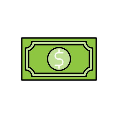 Para ikonu Vektör İllüstrasyonu. Ödeme, Finans, Para ve Ticaret Şirketi için Dolar Para ikonu vektör tasarımı konsepti. Web sitesi, sembol, simge, imza, Uygulama UI için para nakit vektör düz tasarım