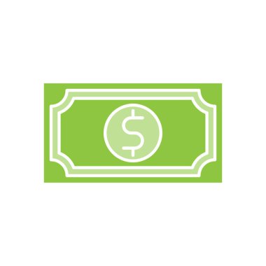 Para ikonu Vektör İllüstrasyonu. Ödeme, Finans, Para ve Ticaret Şirketi için Dolar Para ikonu vektör tasarımı konsepti. Web sitesi, sembol, simge, imza, Uygulama UI için para nakit vektör düz tasarım