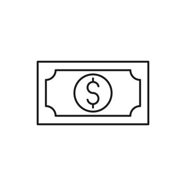 Para ikonu Vektör İllüstrasyonu. Ödeme, Finans, Para ve Ticaret Şirketi için Dolar Para ikonu vektör tasarımı konsepti. Web sitesi, sembol, simge, imza, Uygulama UI için para nakit vektör düz tasarım