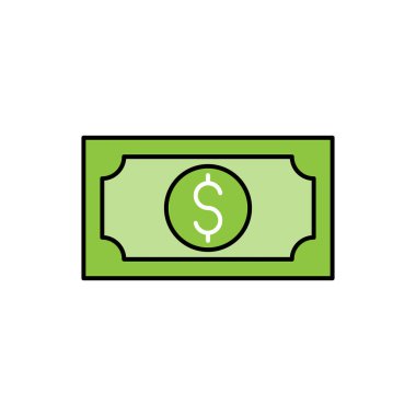 Para ikonu Vektör İllüstrasyonu. Ödeme, Finans, Para ve Ticaret Şirketi için Dolar Para ikonu vektör tasarımı konsepti. Web sitesi, sembol, simge, imza, Uygulama UI için para nakit vektör düz tasarım