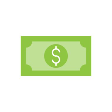 Para ikonu Vektör İllüstrasyonu. Ödeme, Finans, Para ve Ticaret Şirketi için Dolar Para ikonu vektör tasarımı konsepti. Web sitesi, sembol, simge, imza, Uygulama UI için para nakit vektör düz tasarım