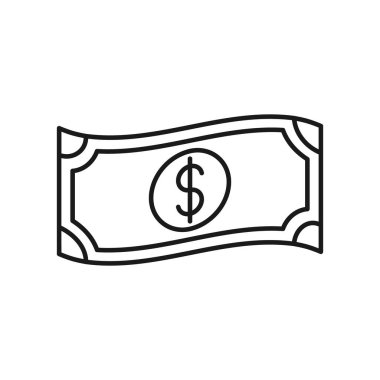 Para ikonu Vektör İllüstrasyonu. Ödeme, Finans, Para ve Ticaret Şirketi için Dolar Para ikonu vektör tasarımı konsepti. Web sitesi, sembol, simge, imza, Uygulama UI için para nakit vektör düz tasarım