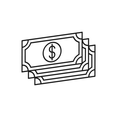 Para ikonu Vektör İllüstrasyonu. Ödeme, Finans, Para ve Ticaret Şirketi için Dolar Para ikonu vektör tasarımı konsepti. Web sitesi, sembol, simge, imza, Uygulama UI için para nakit vektör düz tasarım