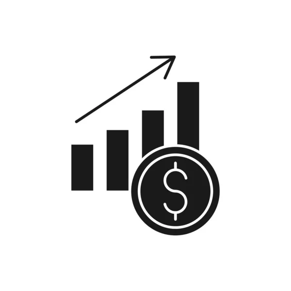 Ícone Gráfico Dinheiro Vector Estatísticas Dinheiro Com Barra Gráfico Crescendo — Vetor de Stock