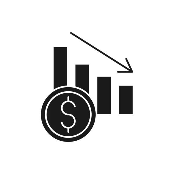 Pénz Diagram Ikon Vektor Pénz Statisztikák Diagram Sáv Növekvő Csökkenő — Stock Vector