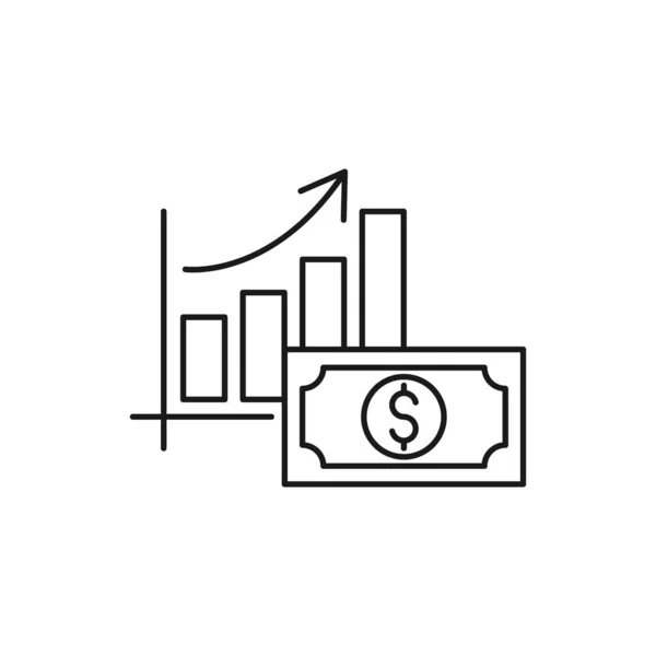 Money Chart Icon Vector Money Stats Chart Bar Growing Rising — Stock Vector