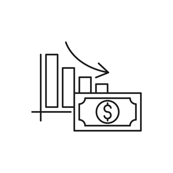 货币图图标向量 货币统计与图表条增长的上升和下降的美元矢量设计概念的支付 货币和贸易业务网站 应用程序用户界面 — 图库矢量图片