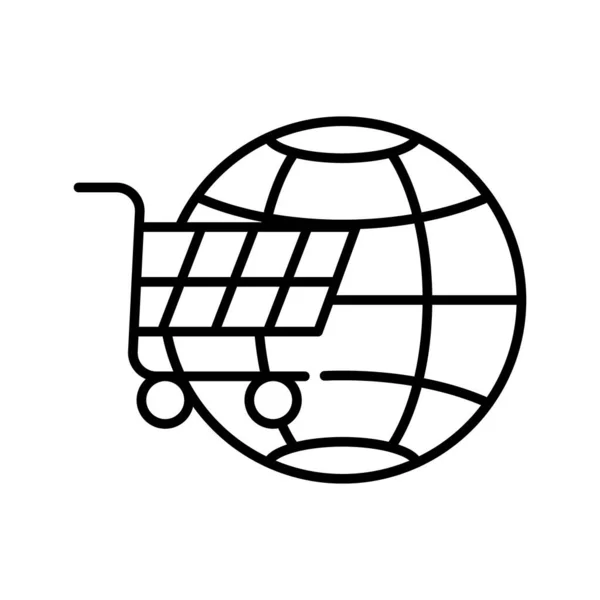 Shopping Cart Globe Icon Vector Design Корзина Иконка Концепцией Дизайна — стоковый вектор