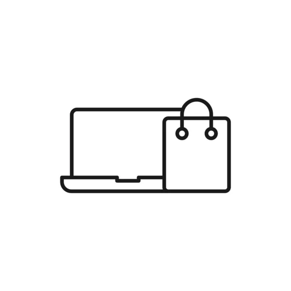 Boodschappentas Met Laptop Icoon Vector Design Shopping Bag Icoon Met — Stockvector