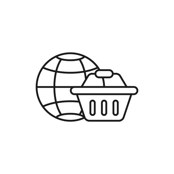 Winkelwagen Met Globe Icoon Vector Design Winkelwagen Pictogram Met Globe — Stockvector