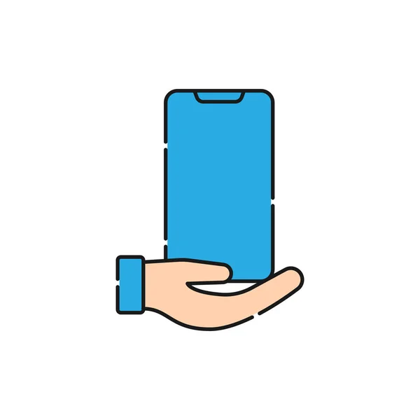 Mobiltelefon Mit Handsymbol Vector Design Smartphone Icon Mit Gesten Gestaltungskonzept — Stockvektor