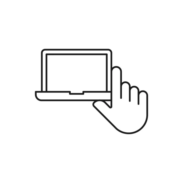 带有手柄图标向量设计的笔记本电脑 笔记本电脑图标 为电子商务 在线商店和市场网站 应用程序提供手工操作设计理念 — 图库矢量图片