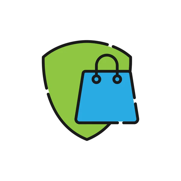 Biztonságos Bevásárlóikon Vektor Illusztráció Shopping Security Safety Shield Icon Design — Stock Vector