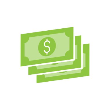 Para ikonu Vektör İllüstrasyonu. Ödeme, Finans, Para ve Ticaret Şirketi için Dolar Para ikonu vektör tasarımı konsepti. Web sitesi, sembol, simge, imza, Uygulama UI için para nakit vektör düz tasarım