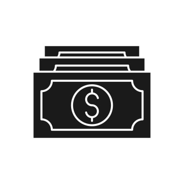 Para ikonu Vektör İllüstrasyonu. Ödeme, Finans, Para ve Ticaret Şirketi için Dolar Para ikonu vektör tasarımı konsepti. Web sitesi, sembol, simge, imza, Uygulama UI için para nakit vektör düz tasarım