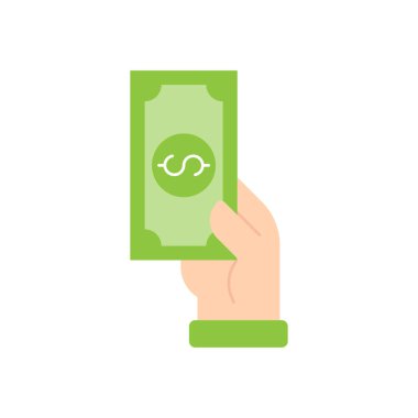 El Simgesi Vektör İllüstrasyonlu Para. Money Cash on Hand ikon vektör tasarımı Ödeme, Finans, Para ve Ticaret Şirketi için. Web sitesi, sembol, simge, işaret, Uygulama UI için Dolar Para simgesi