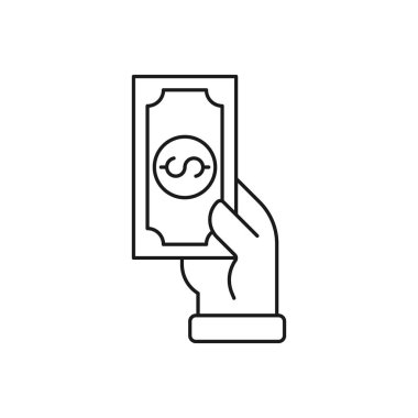 El Simgesi Vektör İllüstrasyonlu Para. Money Cash on Hand ikon vektör tasarımı Ödeme, Finans, Para ve Ticaret Şirketi için. Web sitesi, sembol, simge, işaret, Uygulama UI için Dolar Para simgesi