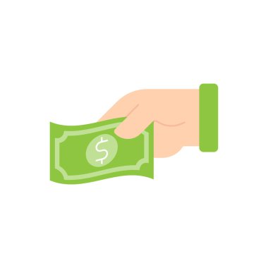 El Simgesi Vektör İllüstrasyonlu Para. Money Cash on Hand ikon vektör tasarımı Ödeme, Finans, Para ve Ticaret Şirketi için. Web sitesi, sembol, simge, işaret, Uygulama UI için Dolar Para simgesi