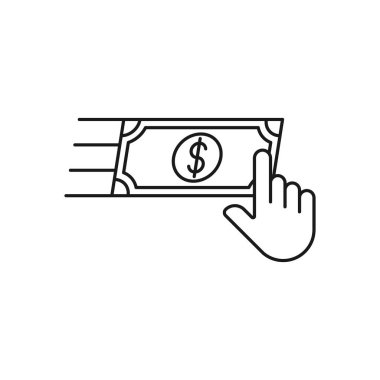 El Simgesi Vektör İllüstrasyonlu Para. Money Cash on Hand ikon vektör tasarımı Ödeme, Finans, Para ve Ticaret Şirketi için. Web sitesi, sembol, simge, işaret, Uygulama UI için Dolar Para simgesi