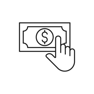 El Simgesi Vektör İllüstrasyonlu Para. Money Cash on Hand ikon vektör tasarımı Ödeme, Finans, Para ve Ticaret Şirketi için. Web sitesi, sembol, simge, işaret, Uygulama UI için Dolar Para simgesi