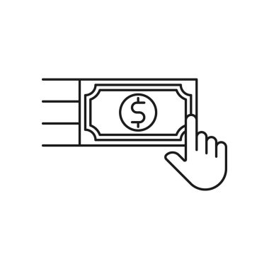 El Simgesi Vektör İllüstrasyonlu Para. Money Cash on Hand ikon vektör tasarımı Ödeme, Finans, Para ve Ticaret Şirketi için. Web sitesi, sembol, simge, işaret, Uygulama UI için Dolar Para simgesi