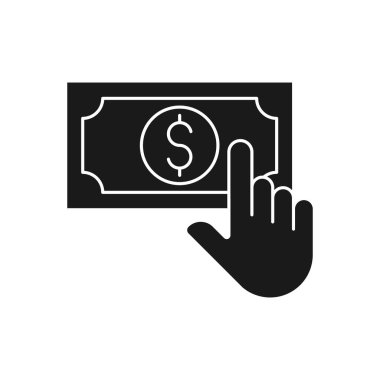 El Simgesi Vektör İllüstrasyonlu Para. Money Cash on Hand ikon vektör tasarımı Ödeme, Finans, Para ve Ticaret Şirketi için. Web sitesi, sembol, simge, işaret, Uygulama UI için Dolar Para simgesi