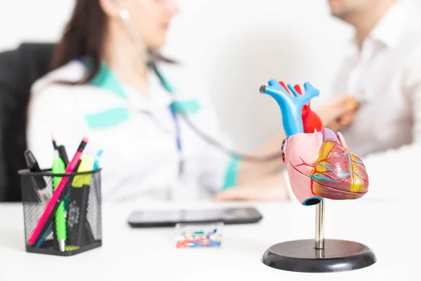 Doctor Listens Patient Heart Heart Disease Congenital Heart Disease Cardiovascular — Foto de Stock
