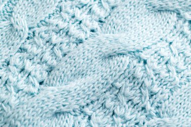 Ilık mavi kazak, yakın plan. Arkaplan