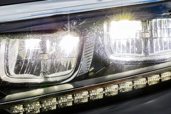Dots Stones Headlight Car Sandblasting Shagreen Sand Particles Headlamp Glass — Stock Photo, Image