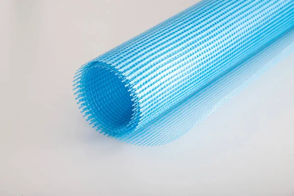 Blue Reinforcing Construction Mesh Wall Strengthening White Background Isolate — Stock Photo, Image