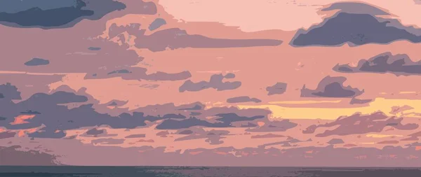 Zonsondergang Zee Met Wolken Lucht — Stockvector