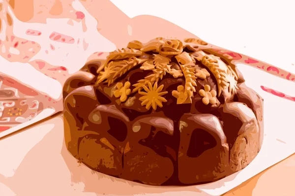 Gâteau Four Mariage Décoré Pain — Image vectorielle