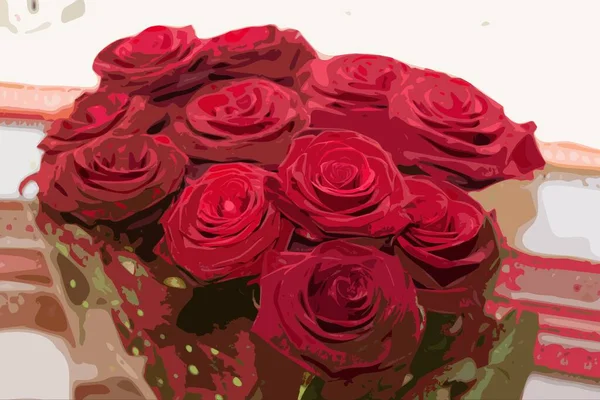 Bouquet Belles Roses Rouges — Image vectorielle