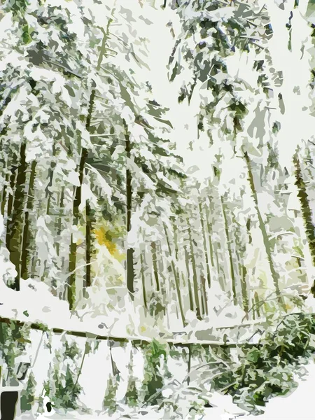 Kışın Kardaki Çam Çam Ağaçları — Stok Vektör