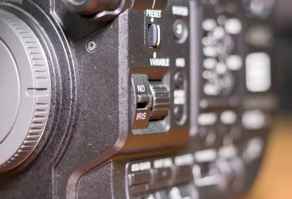 Controlli Professionali Della Videocamera Primo Piano — Foto Stock