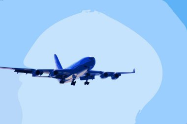 Gökyüzünde modern jet uçakları. Çizim bir fotoğraftan yapılmış.