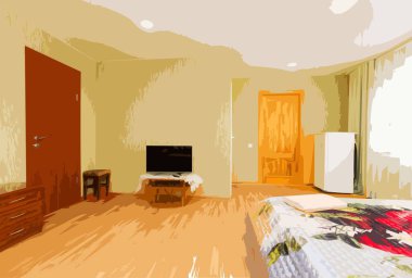 Sochi 'de ucuz bir otel. Fotoğraftan vektör çizimi