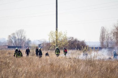 Şehrin yakınındaki çayırlarda yangın çıktı. Troyeeshina, Kiev