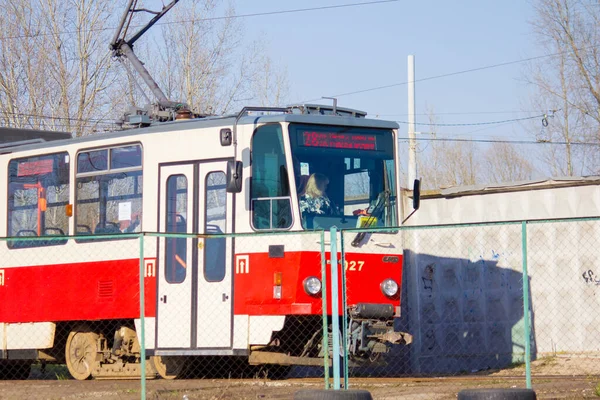 Vieux Tramway Transporte Des Passagers Kiev — Photo